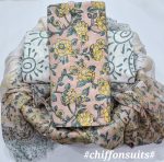 Hand Block Cotton Suit with Chiffon Dupatta