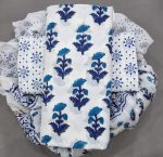 Hand Block Cotton Suit with Chiffon Dupatta
