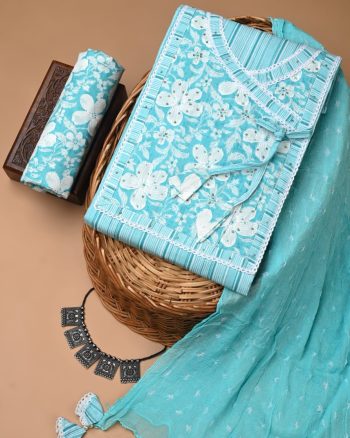Cotton Suit with Chiffon Dupatta