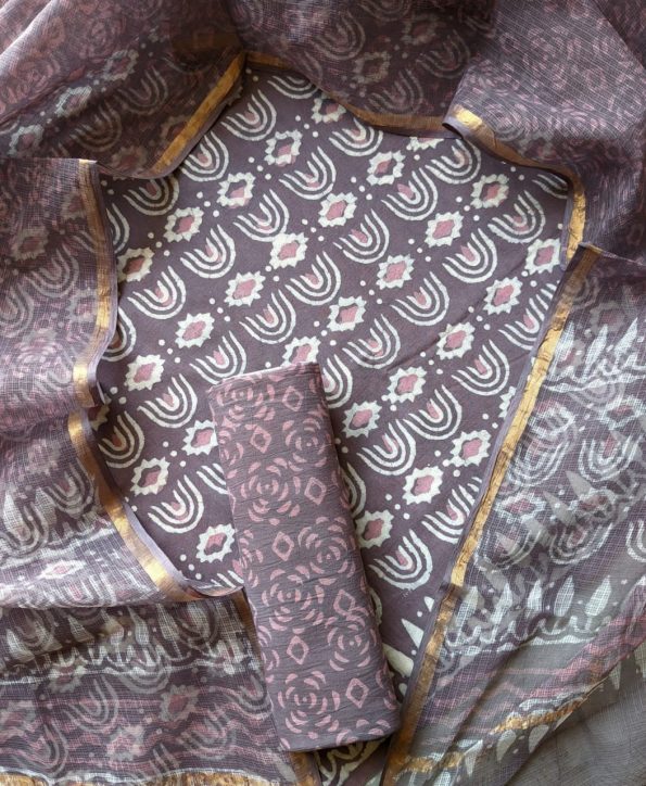 hand block cotton suit